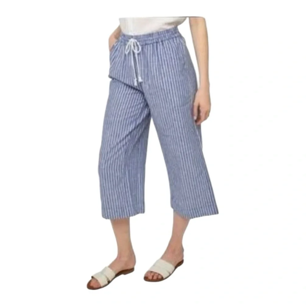 Beach Lunch Lounge pants Margot Linen striped beach pool casual resortwear - Picture 1 of 15
